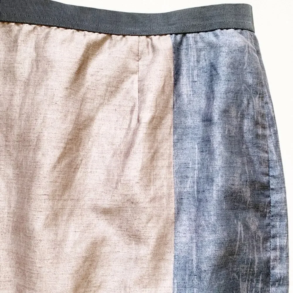 LOFT Skirt Blue Gray Taupe Colorblock Pencil Above Knee Career Skirt Size 14